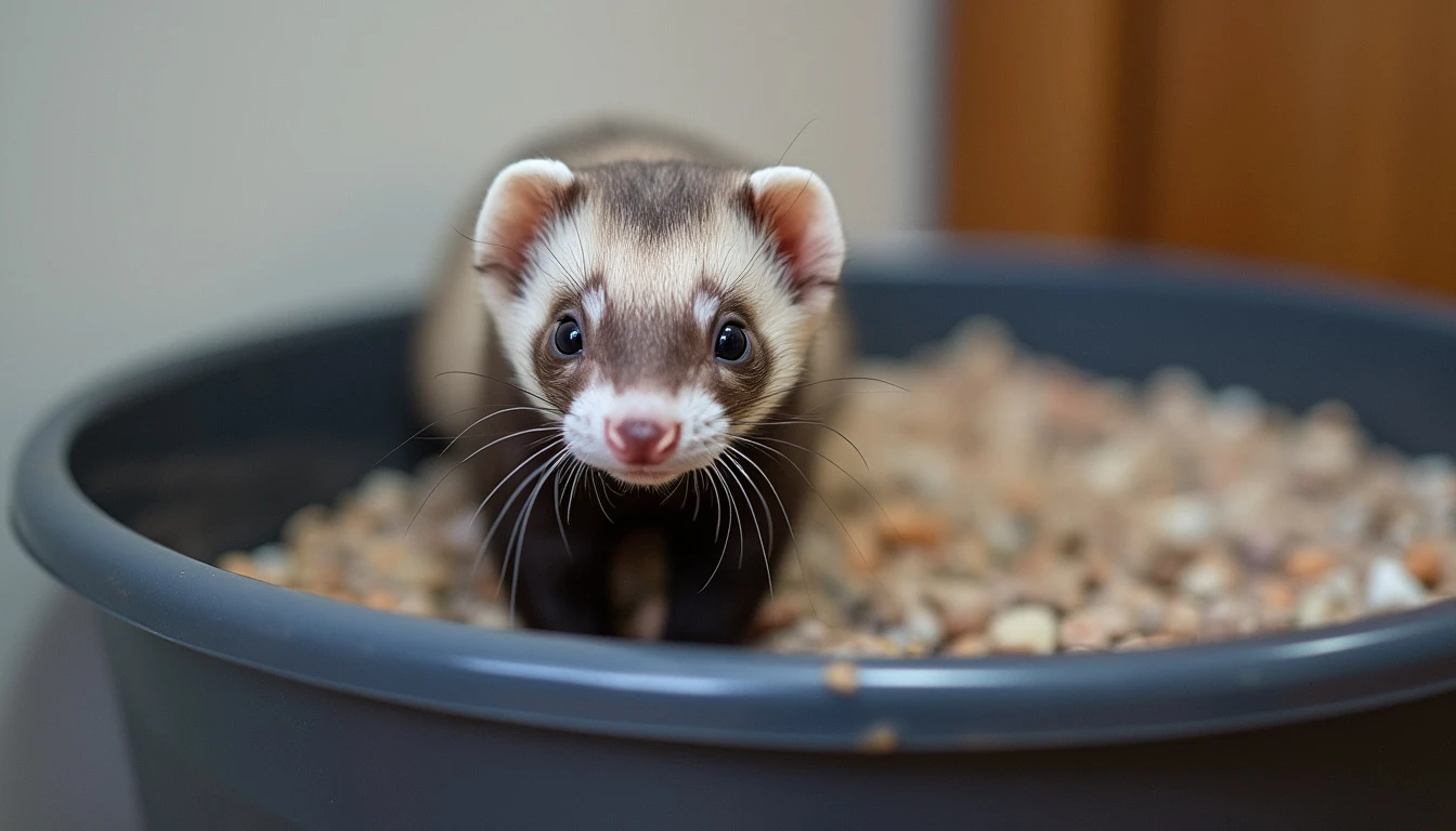 Insert a photo of a well-set-up ferret litter box.